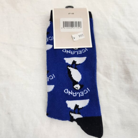 New Iceland Penguin Blue Socks High Size 4-8 - Picture 2 of 3